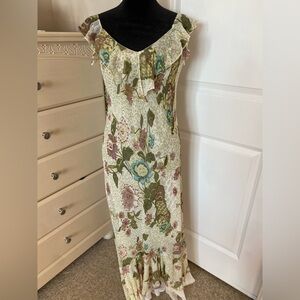 2000s Y2K Boho Floral Maxi Dress | Romantic Cottagecore | Size M